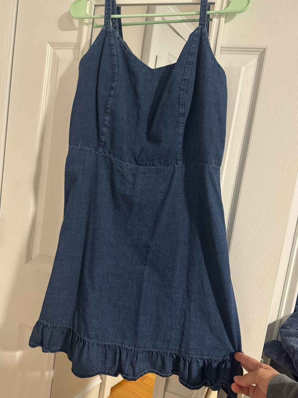 Old Navy Dark Blue Denim Midi Dress with Ruffle Hem